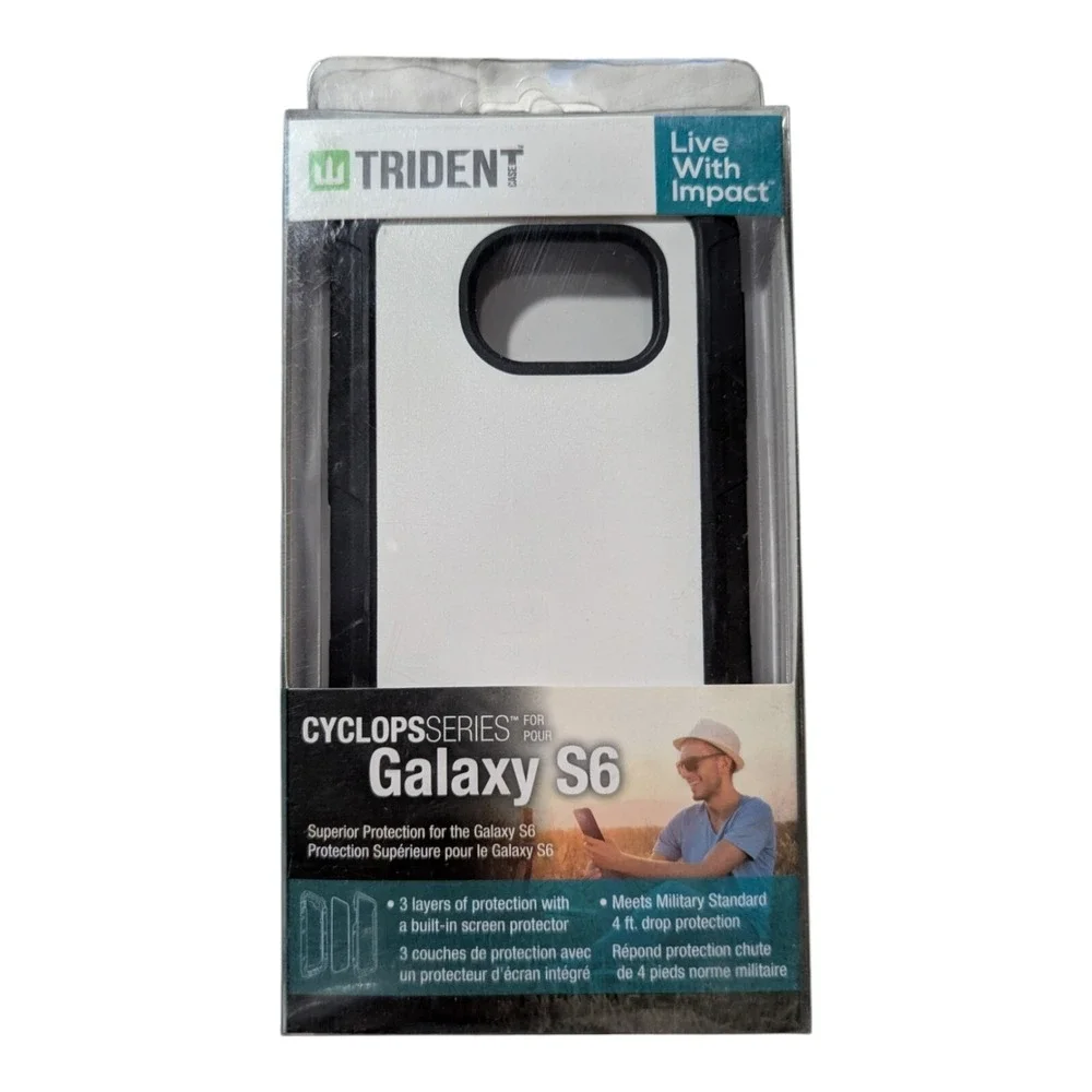 W9. Trident Cyclops Case for Samsung Galaxy S6 - White/Black W/ Screen Protector